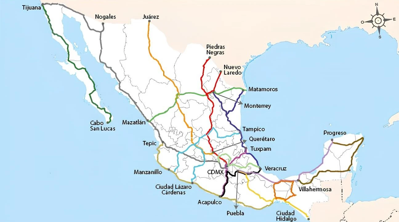 Mapa de México con rutas principales
